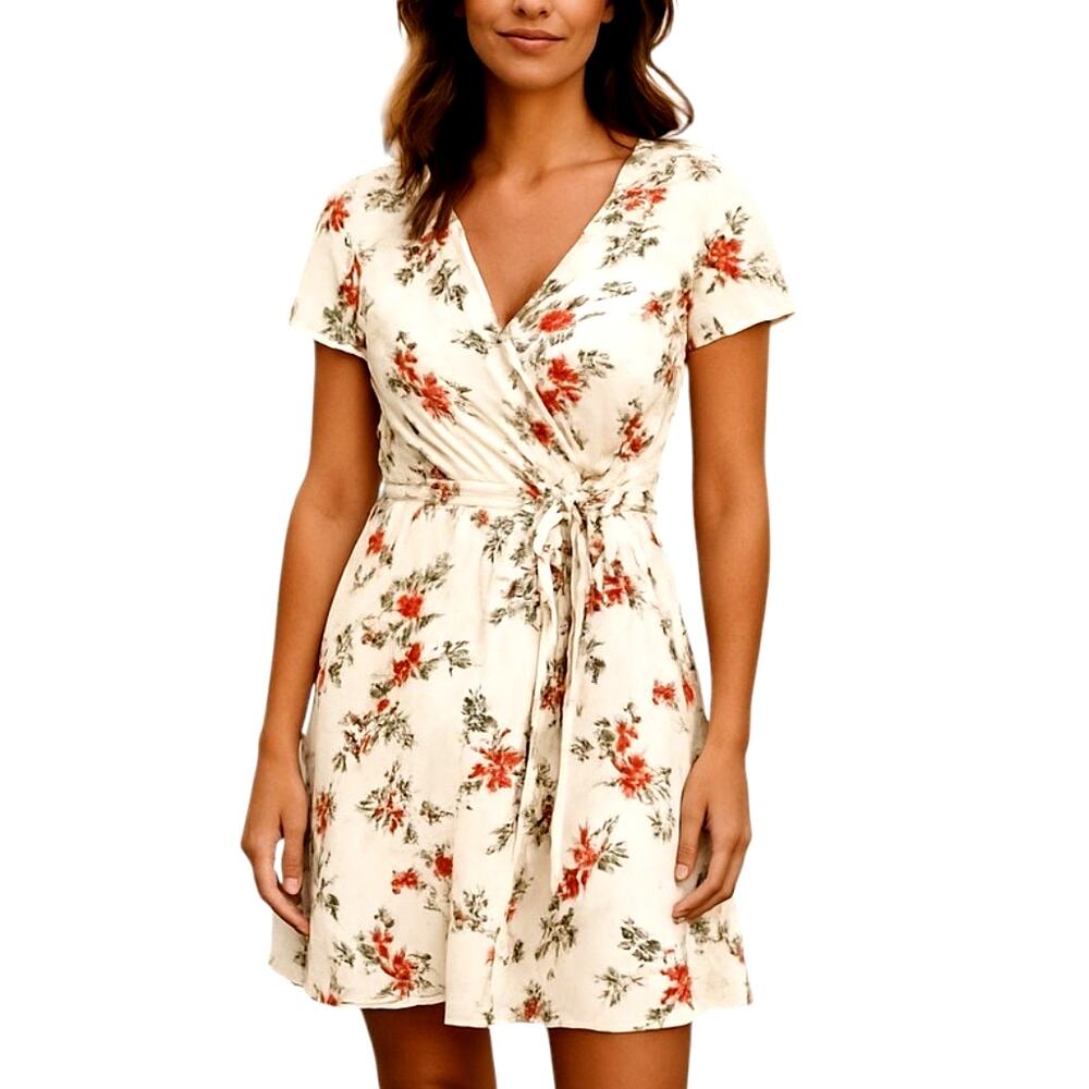 Rolla Coster Small  White Floral Women's Short Sleeve Sun Dress Miss Size 4 6 S
